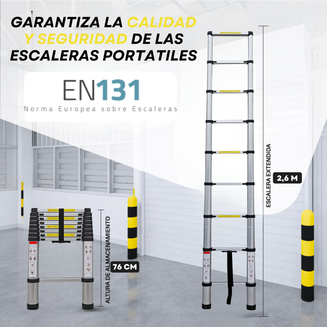 Escalera telescópica retráctil portátil 2.6m