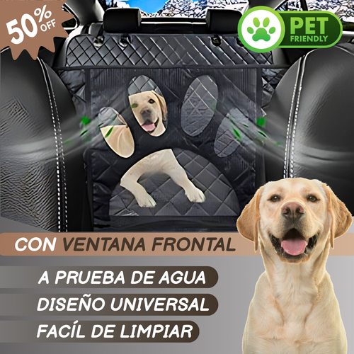 Cubreasiento con ventana frontal para mascotas + 1 pack de toallitas