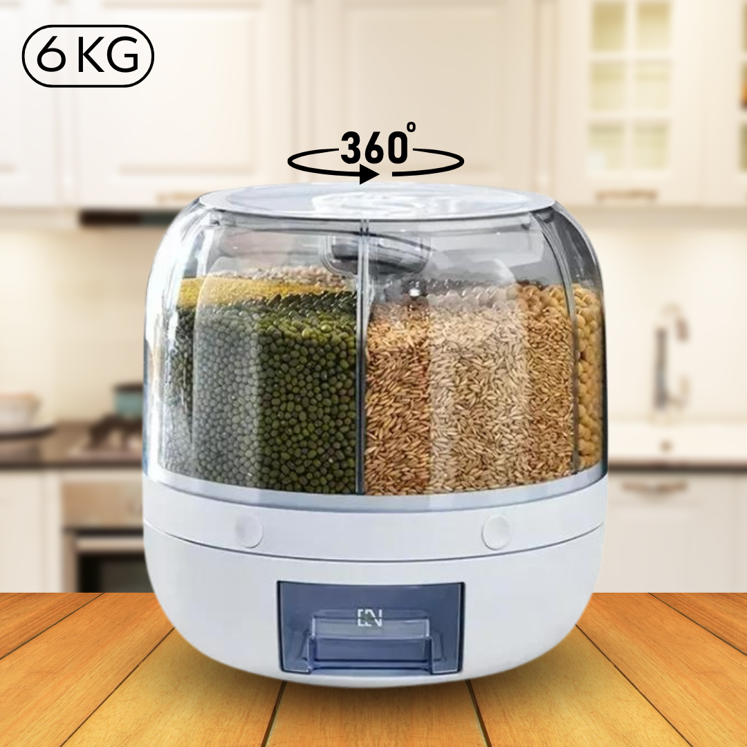 Dispensador de alimentos giratorio 360° | 6 divisiones 1 kg