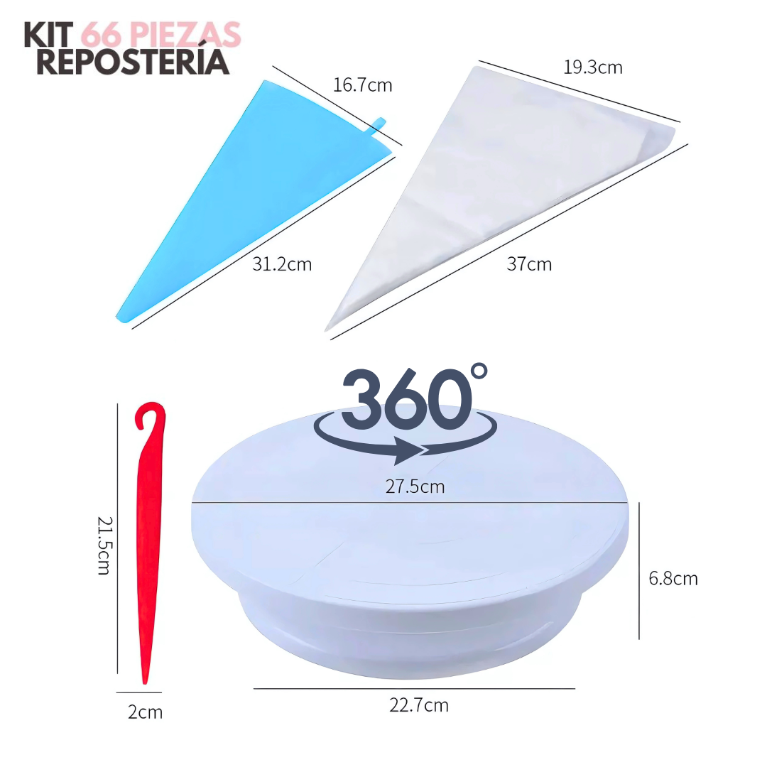 SUPER OFERTA | Set de repostería 66 piezas + Base Giratoria