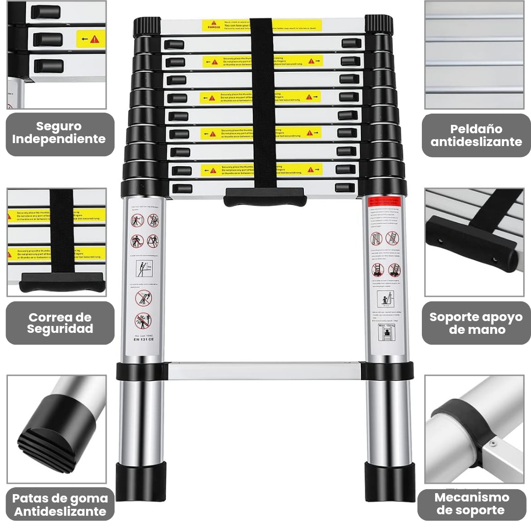 Escalera telescópica retráctil portátil 2.6m