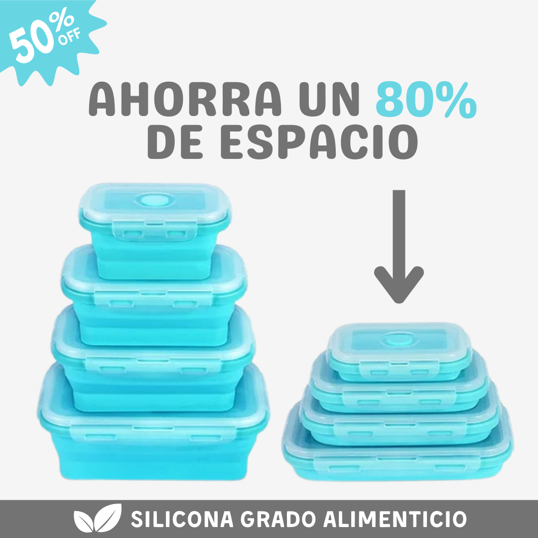Set de 4 contenedores plegables de silicona para ahorrar espacio