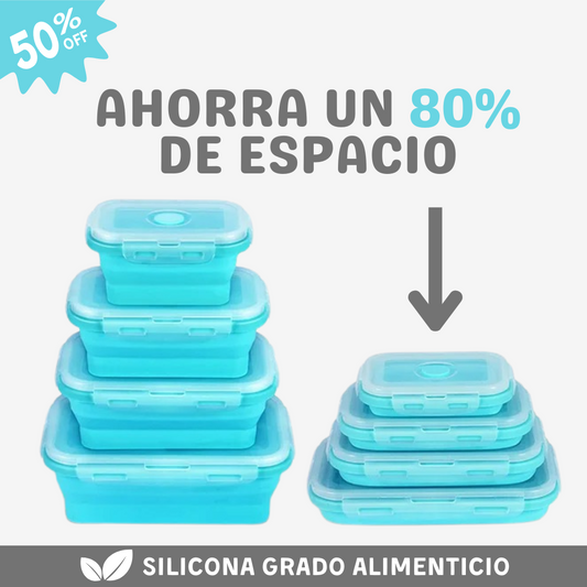 Set de 4 contenedores plegables de silicona para ahorrar espacio