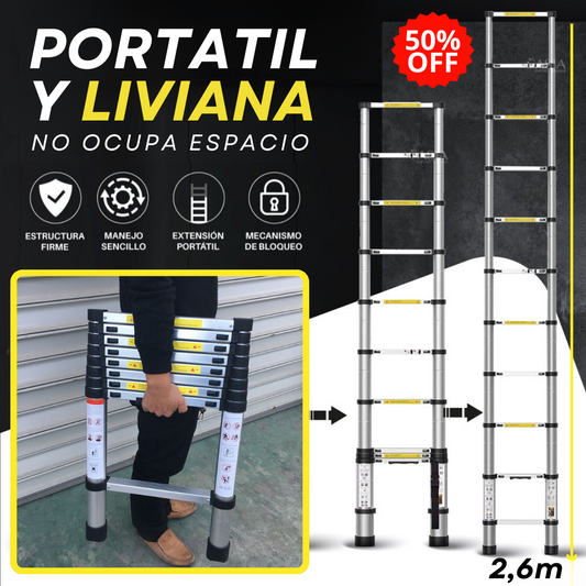 Escalera telescópica retráctil portátil 2.6m