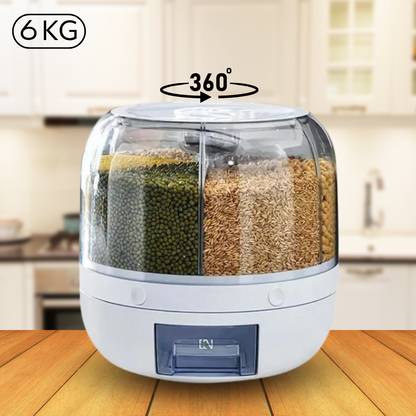 Dispensador de alimentos giratorio 360° | 6 divisiones 1 kg