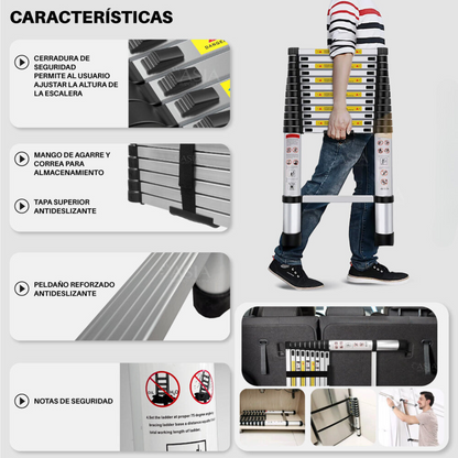 Escalera telescópica retráctil portátil 2.6m