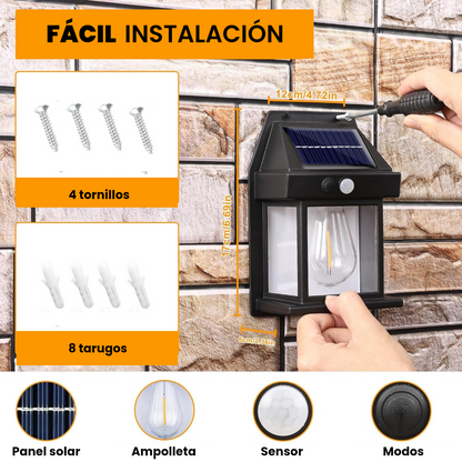 Aplique solar vintage de pared con sensor de movimiento (2ud)