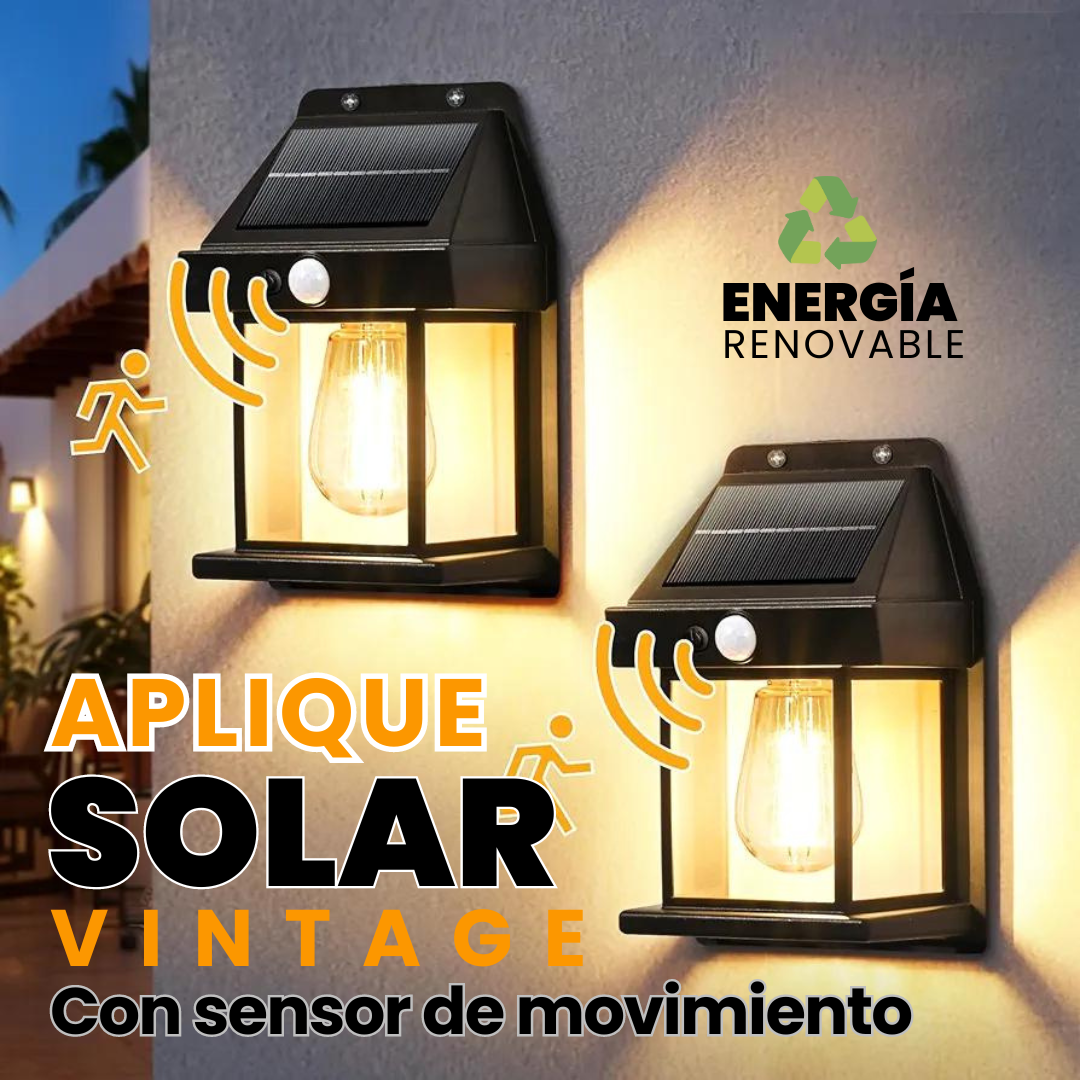 Aplique solar vintage de pared con sensor de movimiento (2ud)