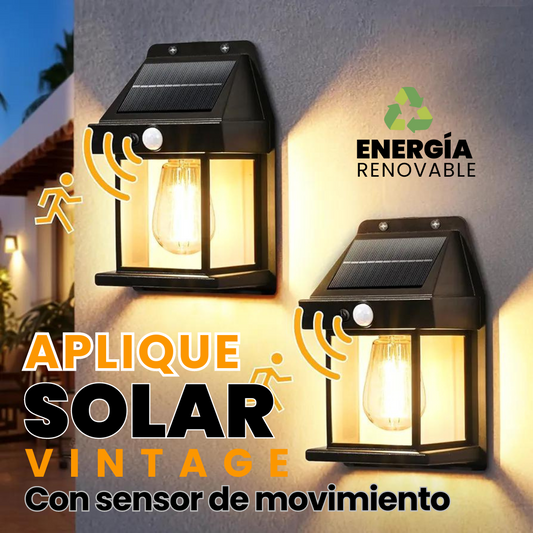 Aplique solar vintage de pared con sensor de movimiento (2ud)